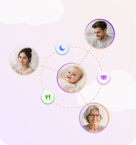 Pantalla de seguimiento compartido entre cuidadores en la app de Yuppo