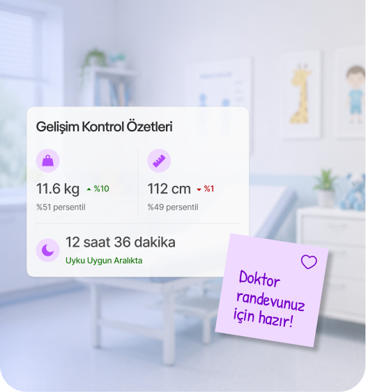 Yuppo uygulamasında gelişim kontrol özetleri ekranı