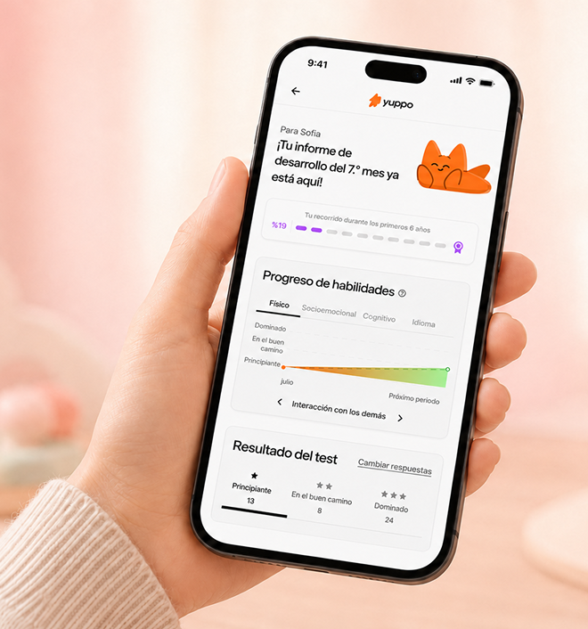 Pantalla del informe de desarrollo en la app de Yuppo