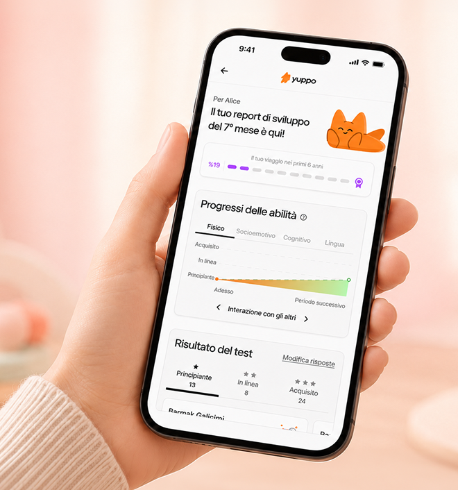 Schermata del report sullo sviluppo nell'app Yuppo