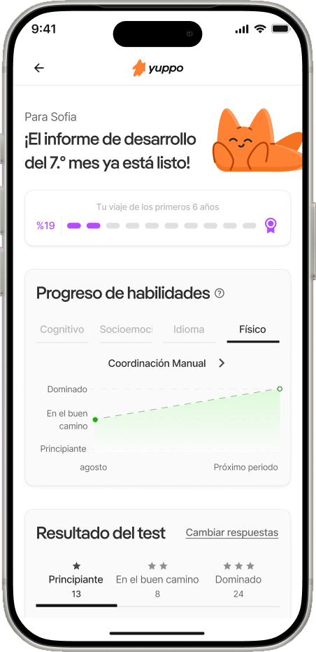 Pantalla del informe de desarrollo de Yuppo Star