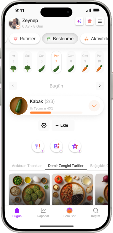 Yuppo Star beslenme planı ekranı