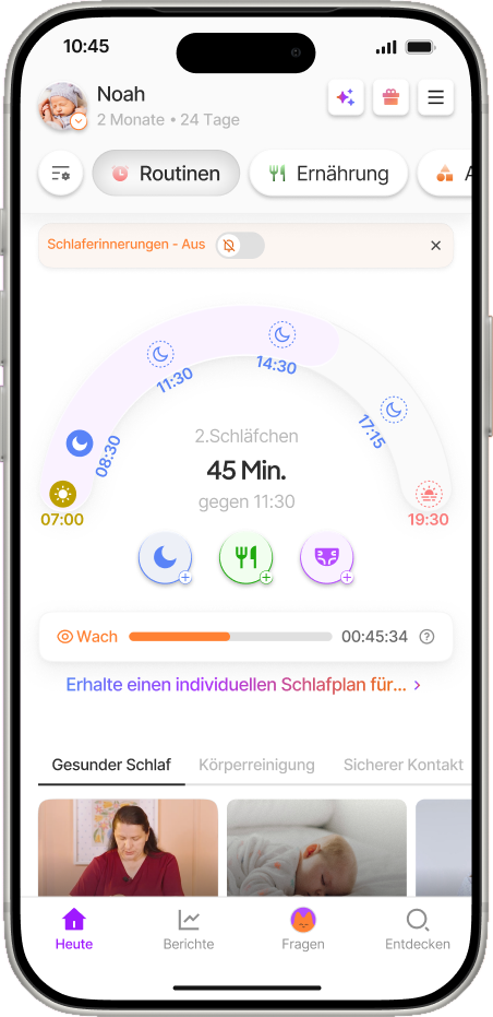 Yuppo Star Ansicht des adaptiven Schlafplans